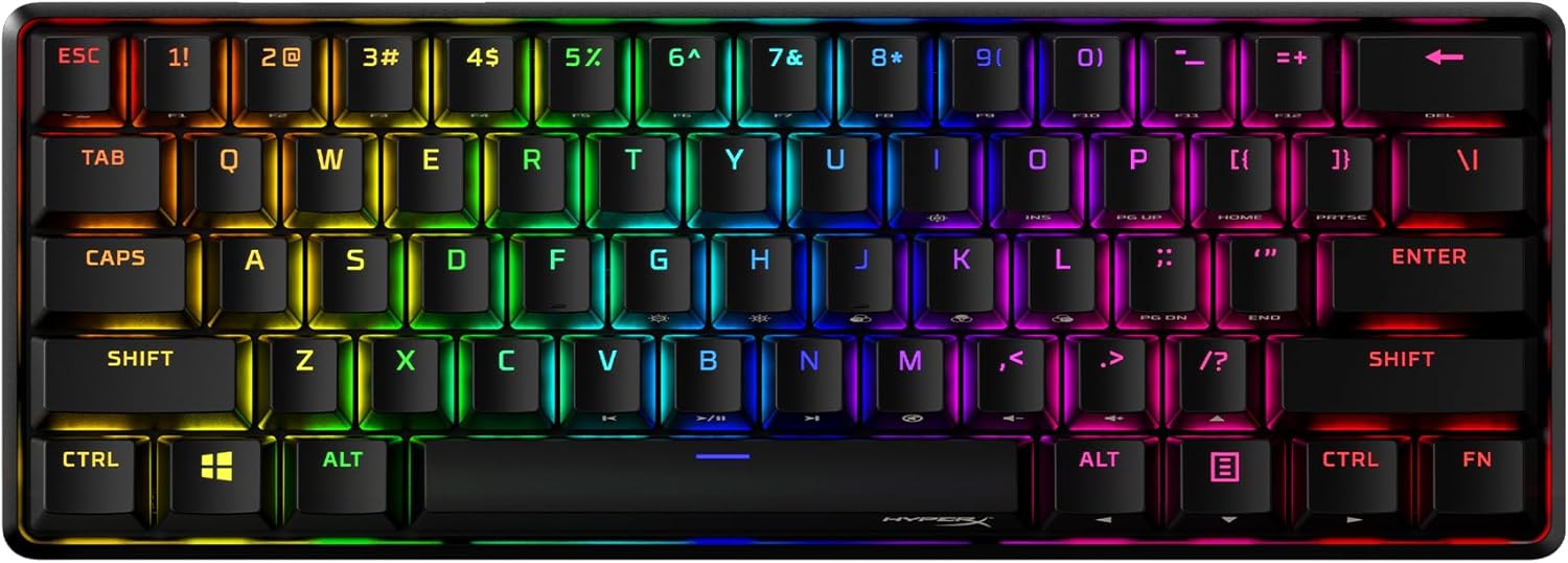 HyperX Alloy Origins 60 - Mechanical Gaming Keyboard - Ultra Compact 60% Form Factor - Tactile Aqua Switch - Double Shot PBT Keycaps - RGB LED Backlit - NGENUITY Software Compatible,Black image 1