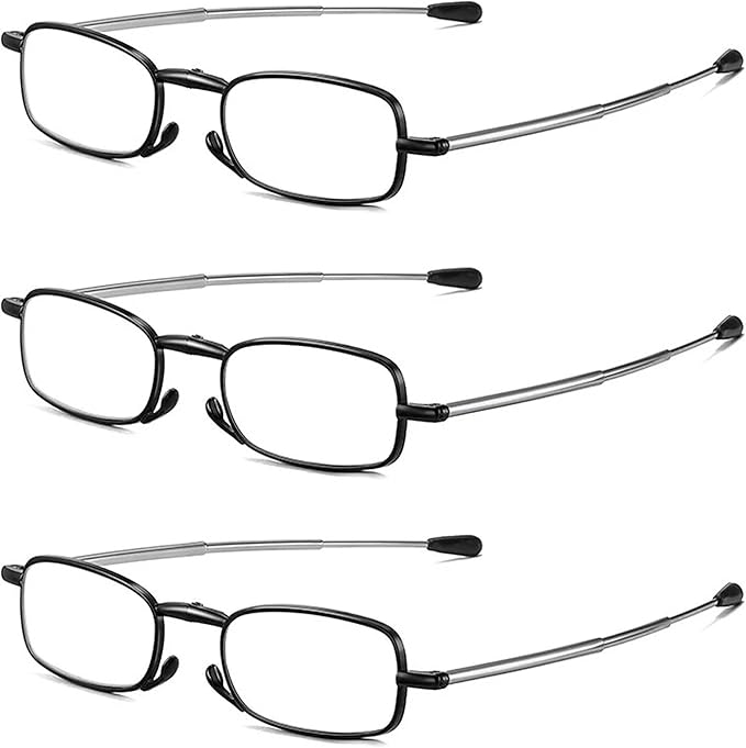 Folding Reading Glasses for Men Women Blue Light Blocking Readers with Keychain Compact Bags image 2