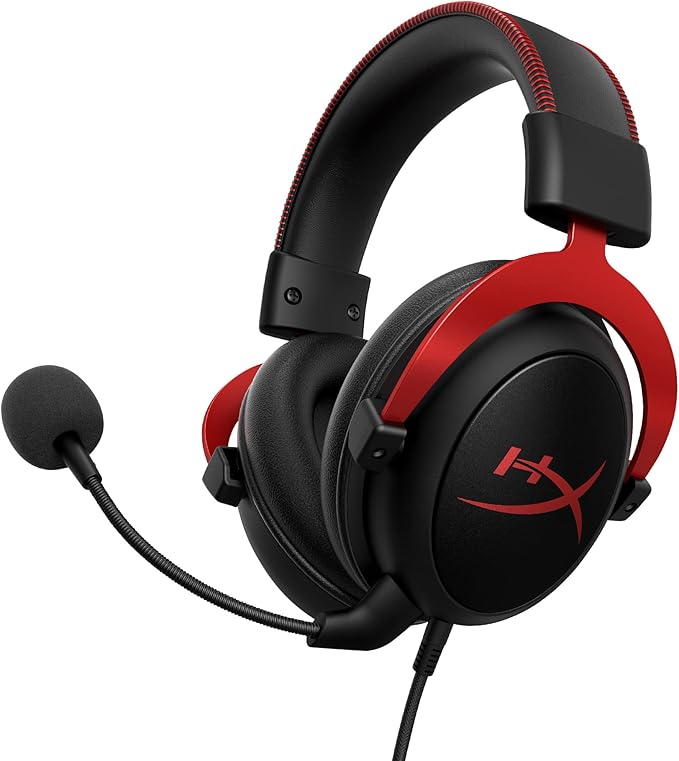 HyperX Cloud II - Gaming Headset, 7.1 Surround Sound, Memory Foam Ear Pads, Durable Aluminum Frame, Detachable Microphone, Works with PC, PS5, PS4, Xbox Series X|S, Xbox One – Red image 1