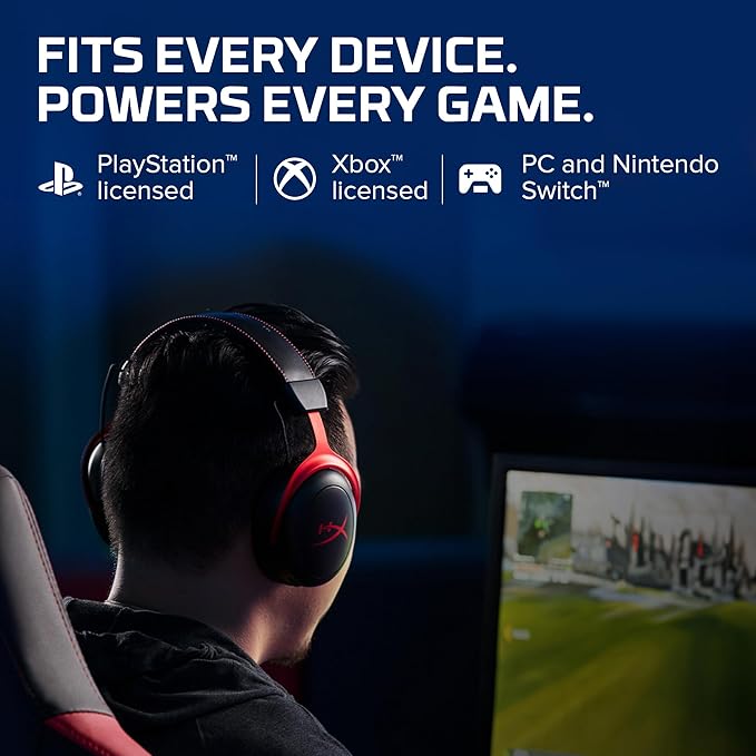 HyperX Cloud II - Gaming Headset, 7.1 Surround Sound, Memory Foam Ear Pads, Durable Aluminum Frame, Detachable Microphone, Works with PC, PS5, PS4, Xbox Series X|S, Xbox One – Red image 6