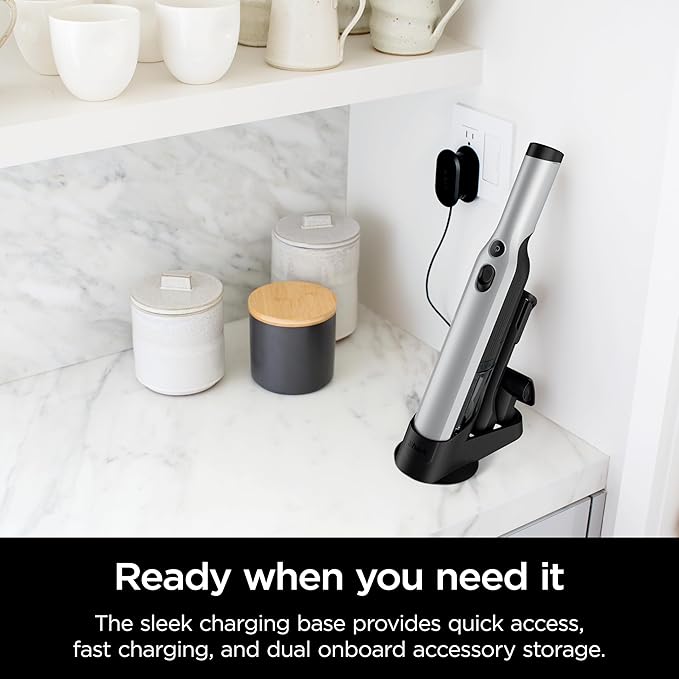 Shark WANDVAC Cordless Hand Vac, Lightweight, Versatile and Portable at 1.4 lbs., Powerful Suction, Charging Dock, One-Touch Empty, New Furfins Tool & Crevice Tool for Pet & Home, Gray, image 2