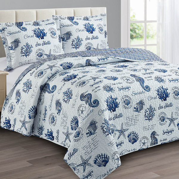 Seaside Sea Shells Quilt - Bedspread Set image 3