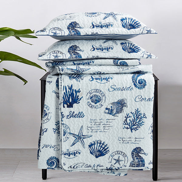Seaside Sea Shells Quilt - Bedspread Set image 4