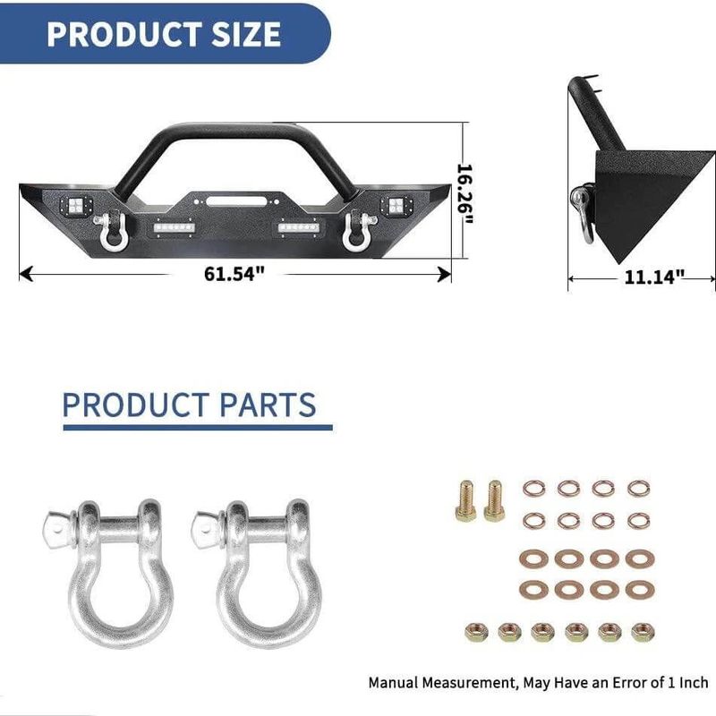 YITAMOTOR Front Bumper for 07-18 Jeep Wrangler JK & Unlimited Rock Crawler Bumper image 6