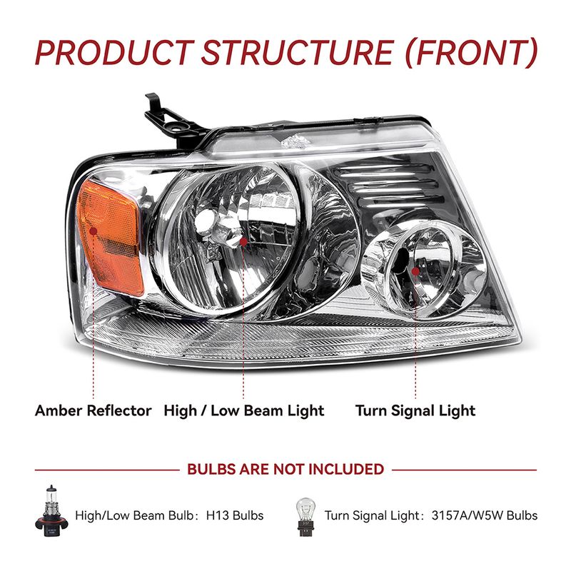 YITAMOTOR 2004-2008 Ford F-150 Chrome Housing Headlights image 3