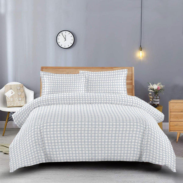 Heavyweight Printed Flannel Duvet Covers 170GSM - Gray Check image 1