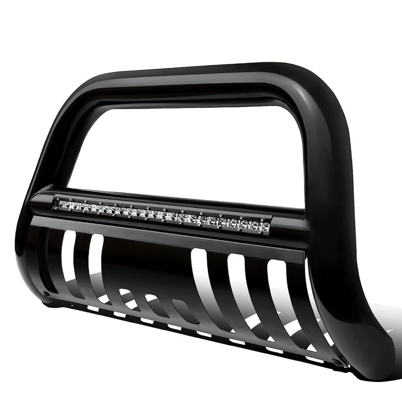 YITAMOTOR Bull Bar For 2016-2023 Toyota Tacoma w/LED Light Bar, 3" Tubing Brush Guard Pickup Truck Front Bumper Push Bar w/Grille Skid Plate & Light Mount image 1