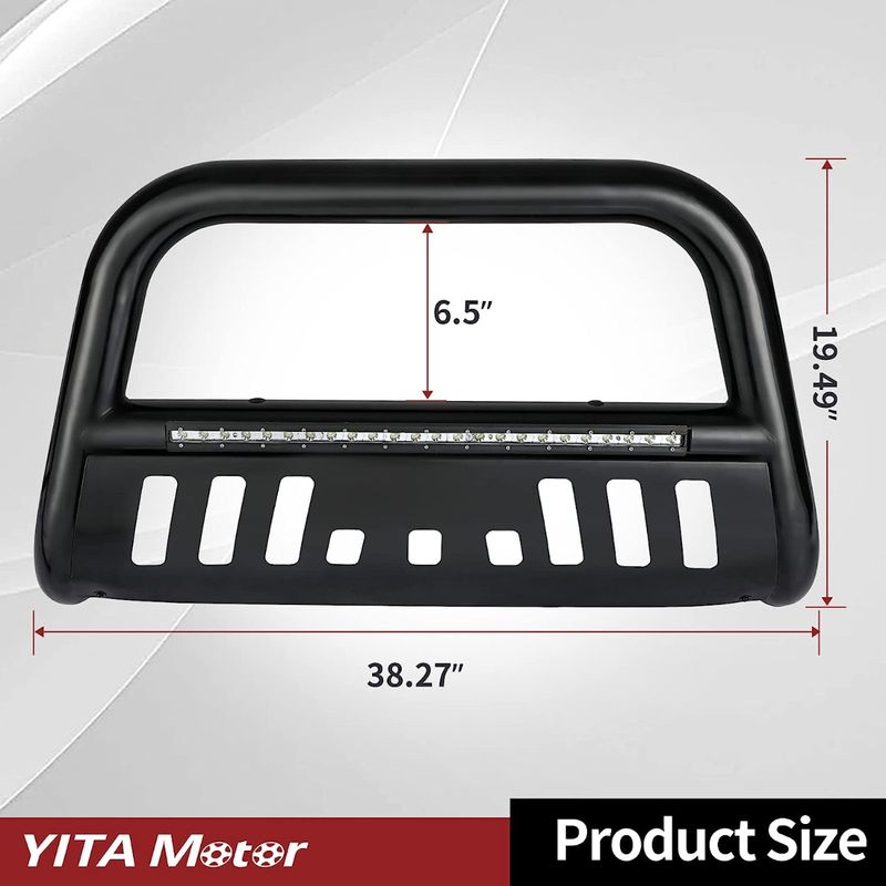 YITAMOTOR Bull Bar For 2016-2023 Toyota Tacoma w/LED Light Bar, 3" Tubing Brush Guard Pickup Truck Front Bumper Push Bar w/Grille Skid Plate & Light Mount image 2