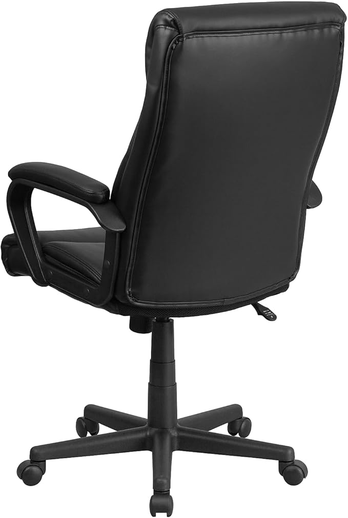 Flash Furniture Raya High Back Black LeatherSoft Executive Swivel Office Chair with Slight Mesh Accent and Arms image 5