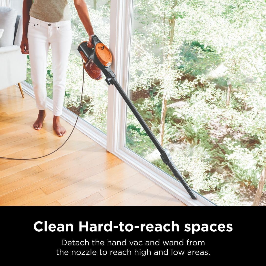 Shark Rocket Ultra-Light Corded Bagless Vacuum for Carpet and Hard Floor Cleaning with Swivel Steering (HV301), Gray/Orange image 3