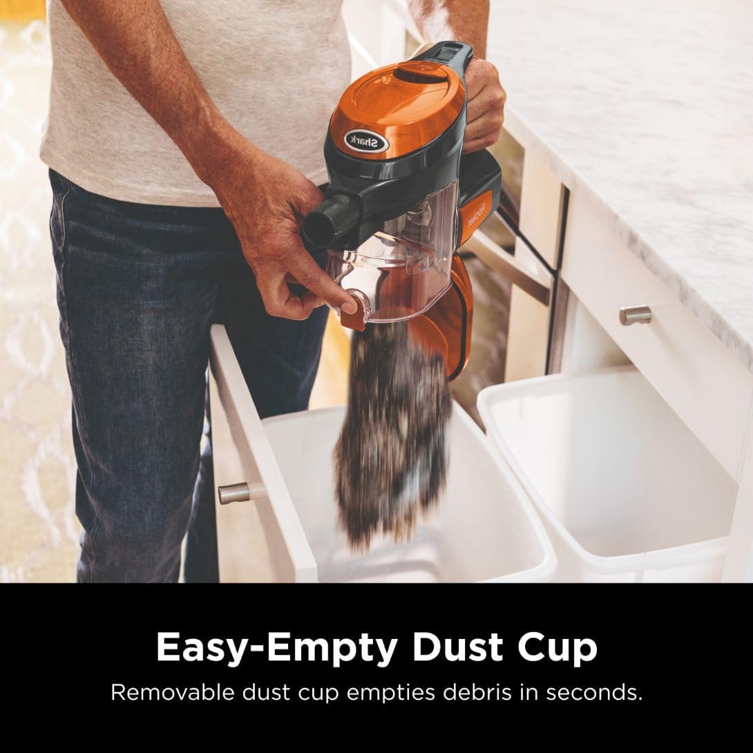 Shark Rocket Ultra-Light Corded Bagless Vacuum for Carpet and Hard Floor Cleaning with Swivel Steering (HV301), Gray/Orange image 9
