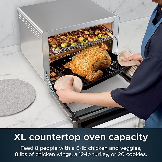 Ninja Air Fryer & Toaster Oven | Prestige Smart XL Countertop Oven | Bakes up to 20 Cookies, Fits up to a 12lb Turkey | Pizza, Toast, Bake, Air Fry & Reheat | 1800 Watts | Stainless Steel | DT501​ image 2