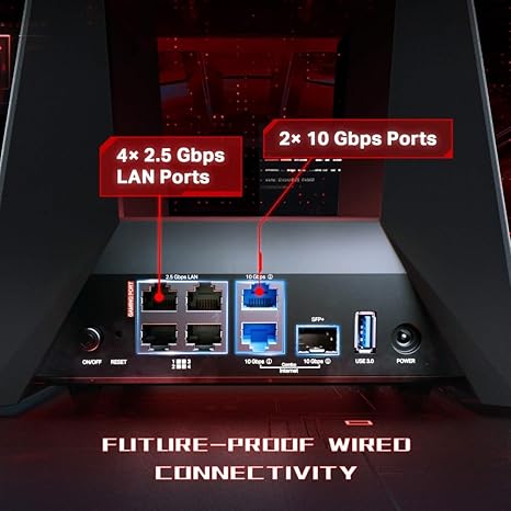 TP-Link Tri-Band BE19000 Wi-Fi 7 Gaming Router Archer GE800 | 12-Stream 19 Gbps | 2×10G + 4×2.5G Ports, USB 3.0 | Turbo Acceleration, Dedicated Gaming Port & Panel, RGB Lighting | EasyMesh, HomeShield image 3