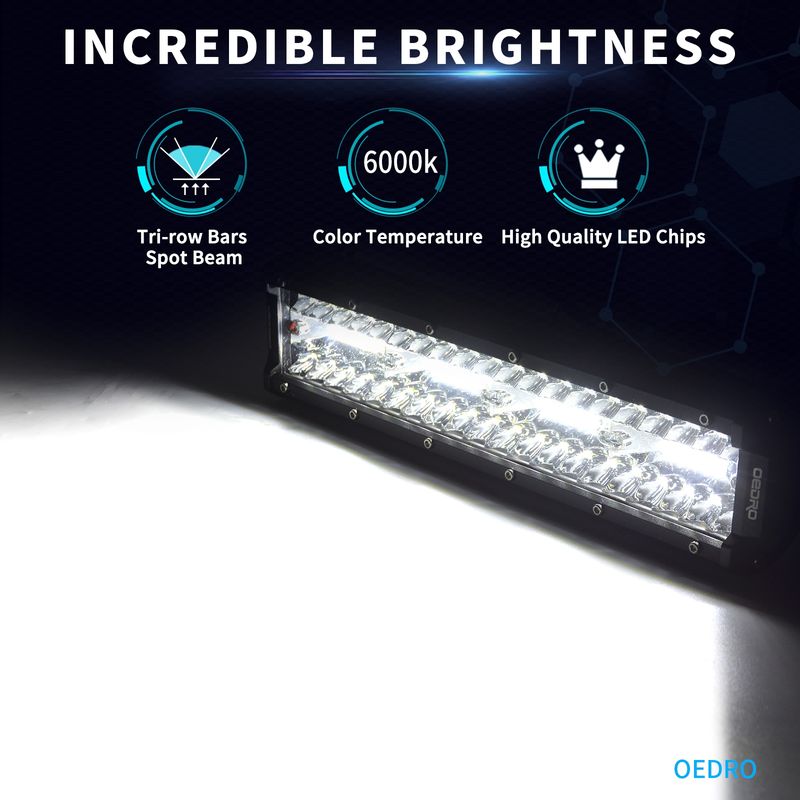 12" 360W 25200LM Tri-Rows LED Light Bar + Wiring Harness image 2