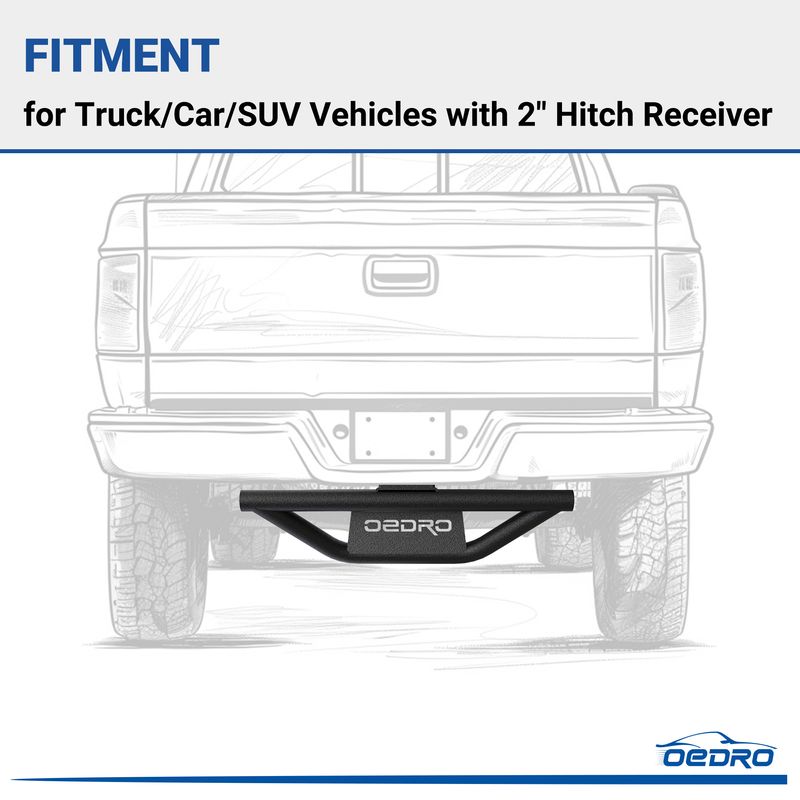 OEDRO Hitch Step Replacement for Truck Vehicles with 2" Hitch Receiver Rear Bumper Guard Protector Upgraded Textured Black Hitch Step Bar image 3