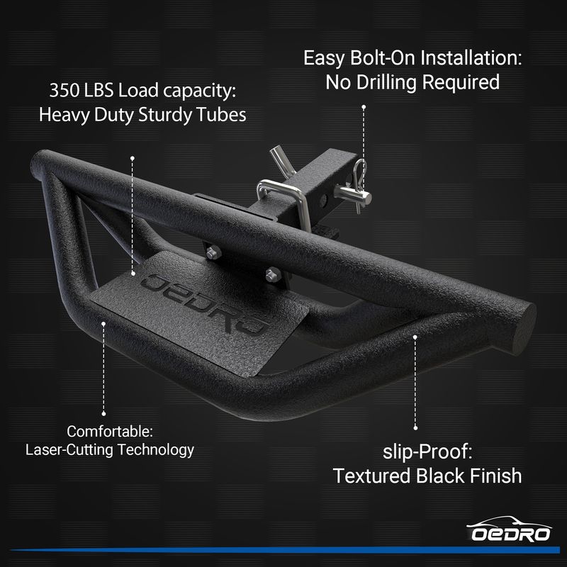 OEDRO Hitch Step Replacement for Truck Vehicles with 2" Hitch Receiver Rear Bumper Guard Protector Upgraded Textured Black Hitch Step Bar image 4