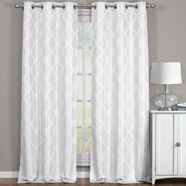Paisley Thermal Blackout Jacquard Grommet Top Curtain Pair Panels image 1