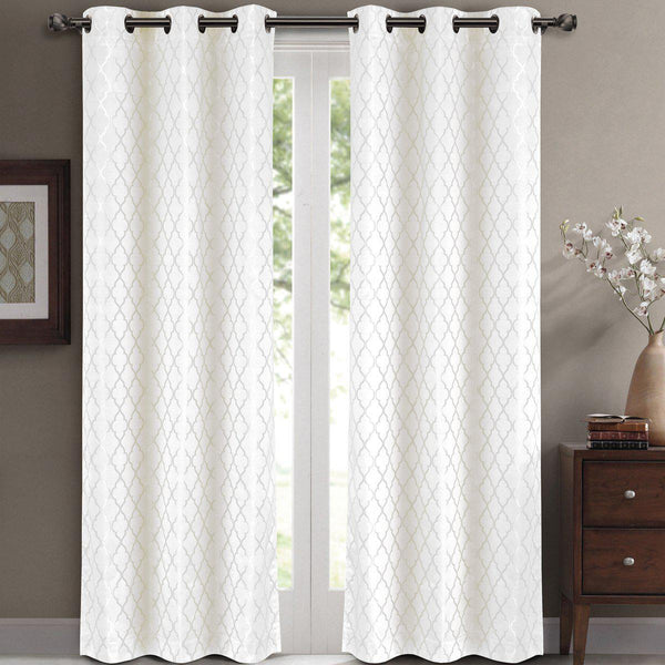 Willow Geometric Jacquard Thermal-Insulated Blackout Curtain Panels (Set of 2) image 1
