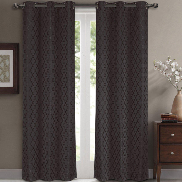 Willow Geometric Jacquard Thermal-Insulated Blackout Curtain Panels (Set of 2) image 3