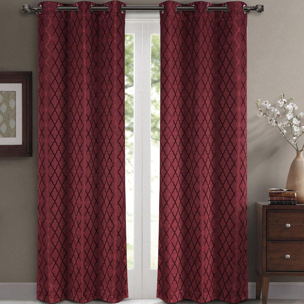 Willow Geometric Jacquard Thermal-Insulated Blackout Curtain Panels (Set of 2) image 4