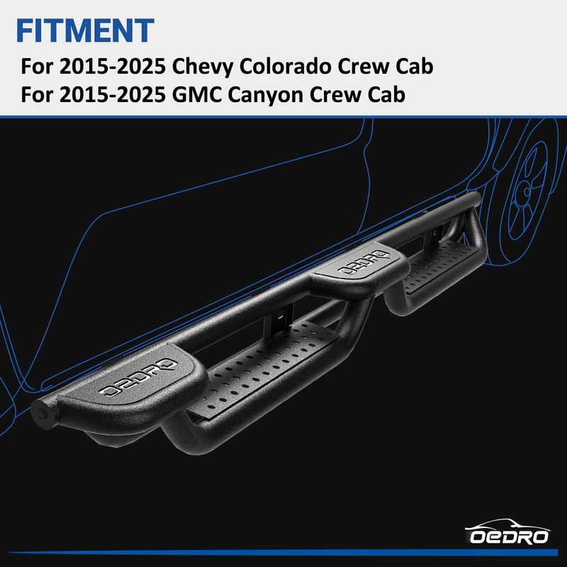 6" Running Boards Dual Convex Platform for 2015-2025 Chevy Colorado/GMC Canyon Crew Cab, Bolt-on Side Steps Steel Nerf Bars image 2