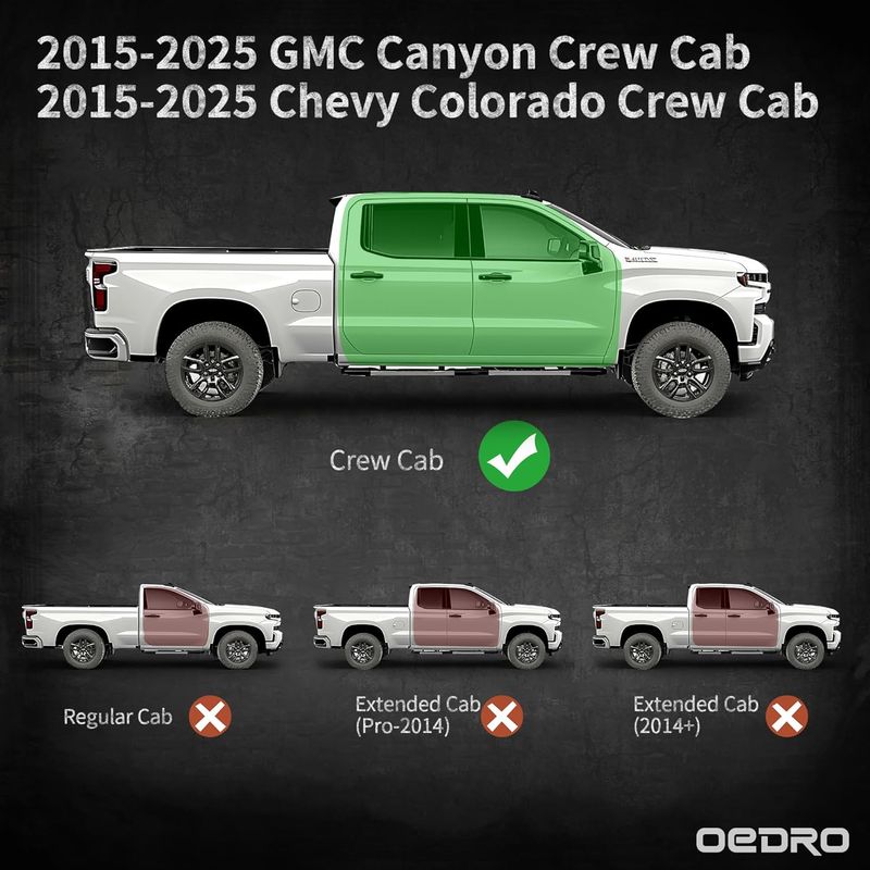6" Running Boards Dual Convex Platform for 2015-2025 Chevy Colorado/GMC Canyon Crew Cab, Bolt-on Side Steps Steel Nerf Bars image 3