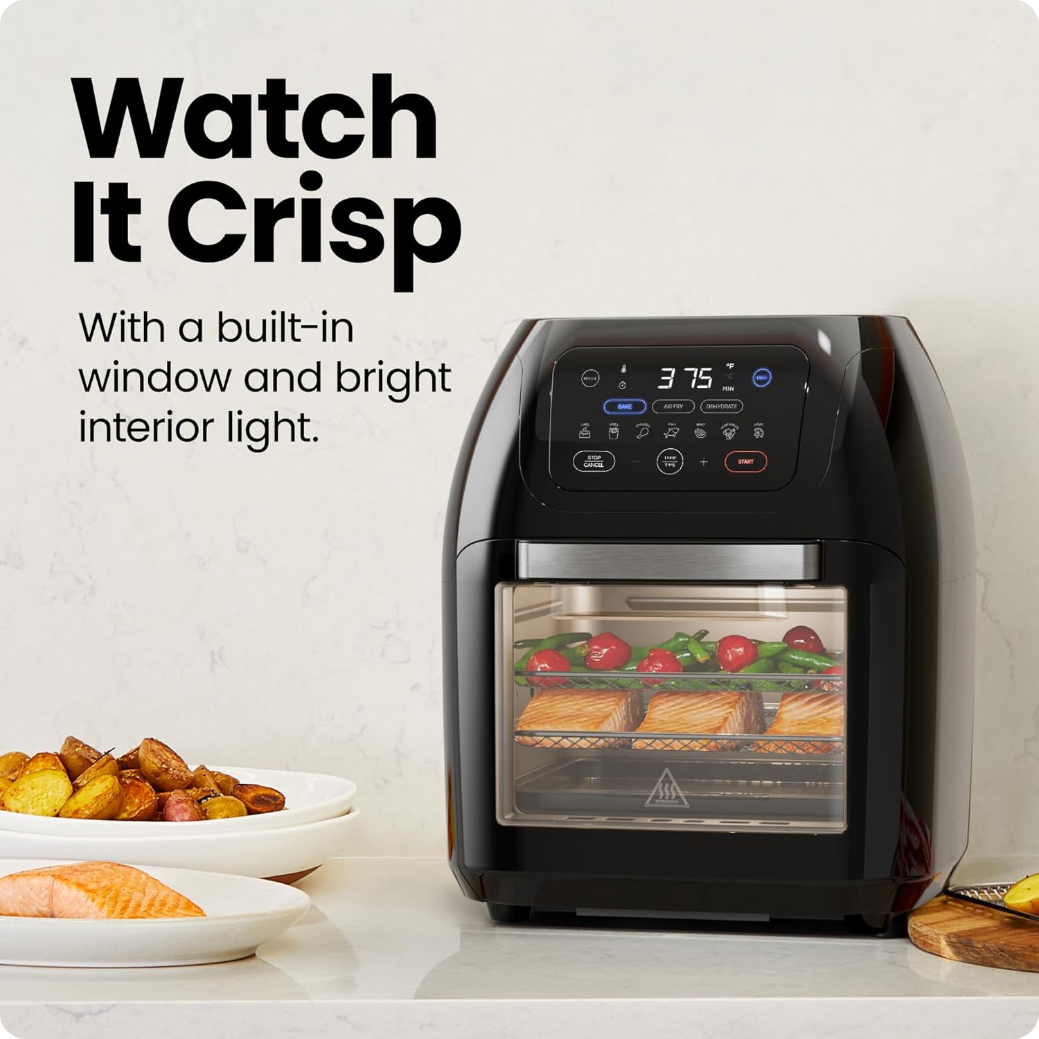 CHEFMAN Multifunctional Digital Air Fryer+ Rotisserie, Dehydrator, Convection Oven, 17 Touch Screen Presets Fry, Roast, Dehydrate, Bake, XL 10L Family Size, Auto Shutoff, Large Easy-View Window, Black image 6