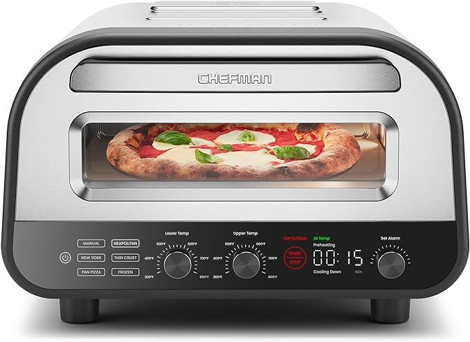 CHEFMAN Indoor Pizza Oven - Makes 12 Inch Pizzas in Minutes, Heats up to 800°F - Countertop Electric Pizza Maker with 5 Touchscreen Presets, Pizza Stone and Peel Included - Stainless Steel image 1