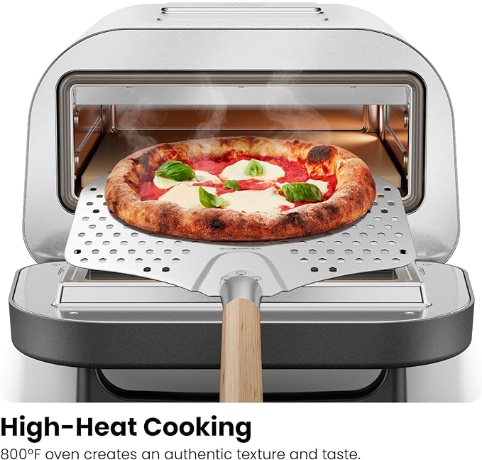 CHEFMAN Indoor Pizza Oven - Makes 12 Inch Pizzas in Minutes, Heats up to 800°F - Countertop Electric Pizza Maker with 5 Touchscreen Presets, Pizza Stone and Peel Included - Stainless Steel image 4