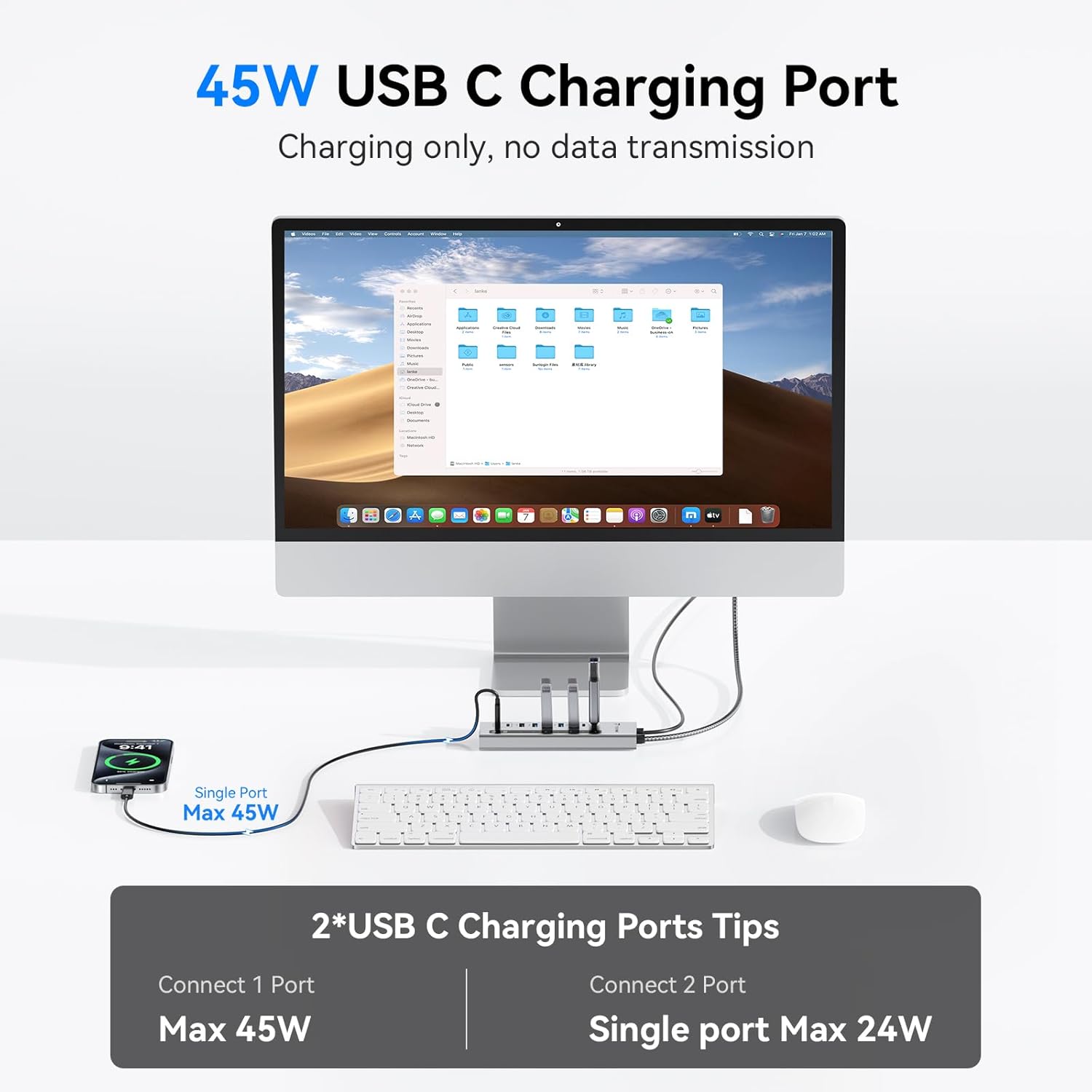 TobenONE Powered USB C Hub, 11-in-1 10Gbps USB C Splitter with 5 USB-A and 5 USB-C, 72W Adapter, 100W PD-IN, 45W USB C Charging Port, USB C Expander for Laptop/PC, MacBook, iPad,Phone(Not for Monitor) image 4