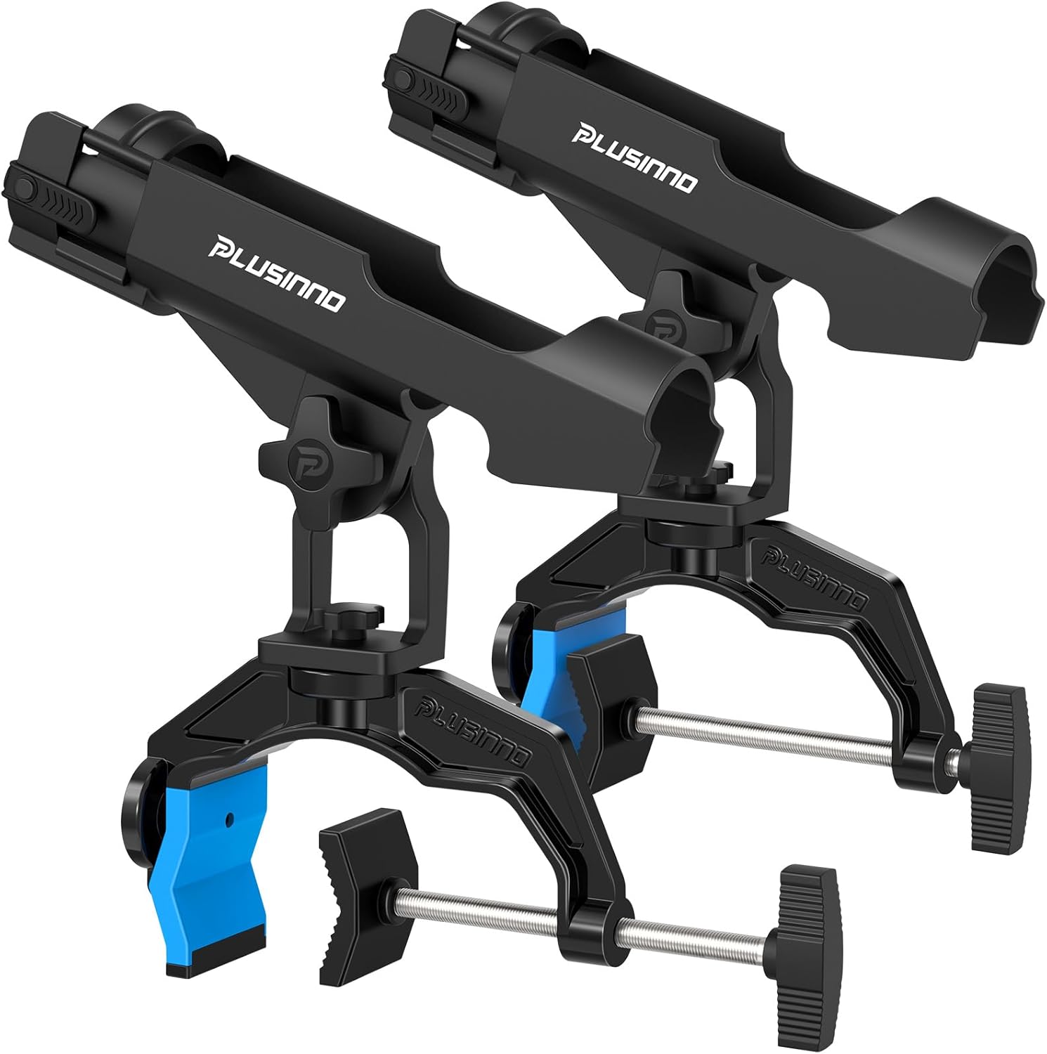 PLUSINNO 1/2/4 Pack Fishing Rod Holders for Boat, Fishing Rod Holder with Enlarge Clamp, Innovative Dual-V Shaped Design, Fit Round/Square Tube Boat Fishing, Fishing Gear, Fishing Gifts for Men image 1