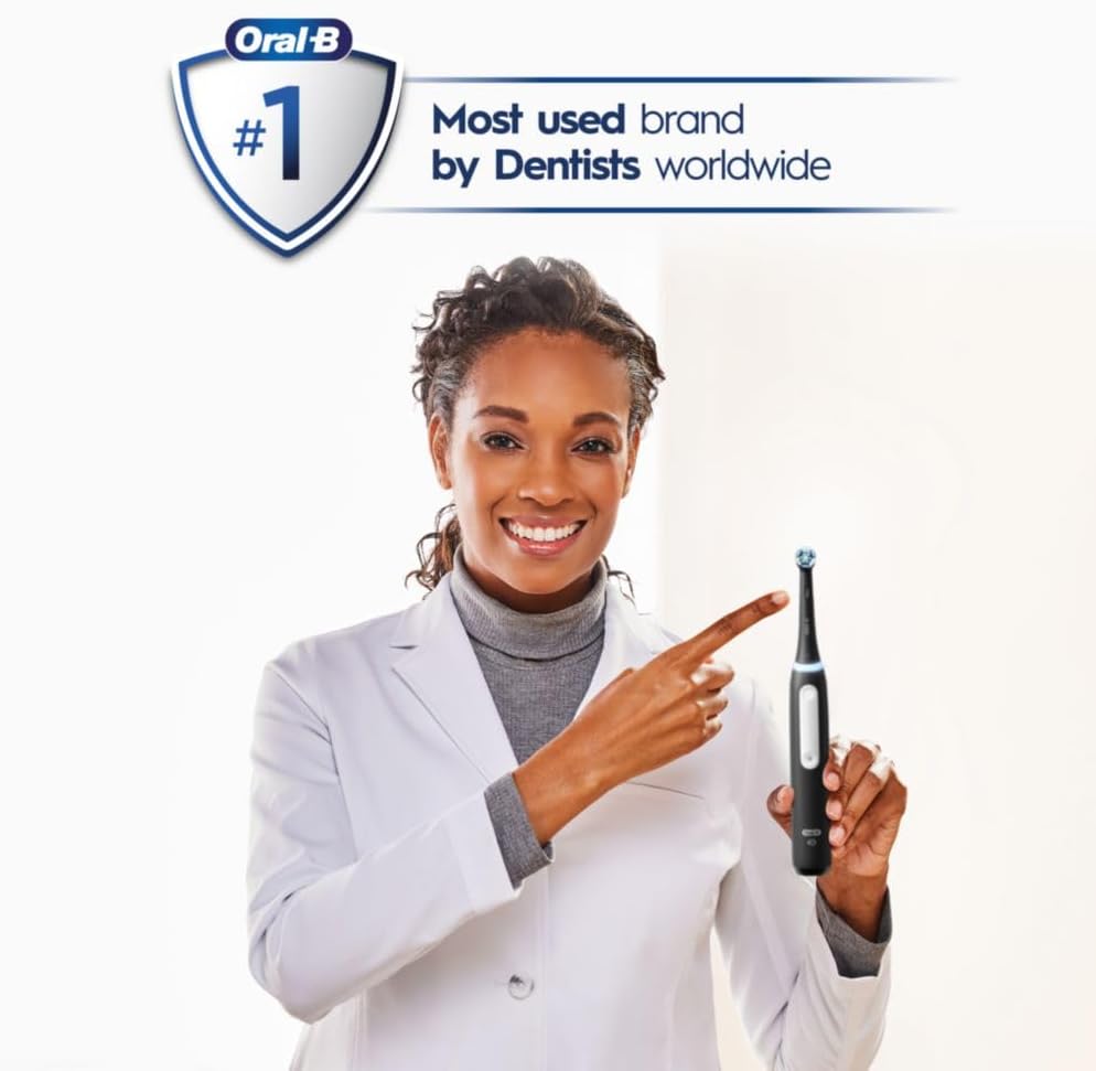Oral-B iO Deep Clean Rechargeable Electric Powered Toothbrush, Black with iO Series 3 Limited, 2 Brush Heads and Travel Case - Pressure Sensor to Protect Gums - 3 Cleaning Settings - 2 Minute Timer image 6