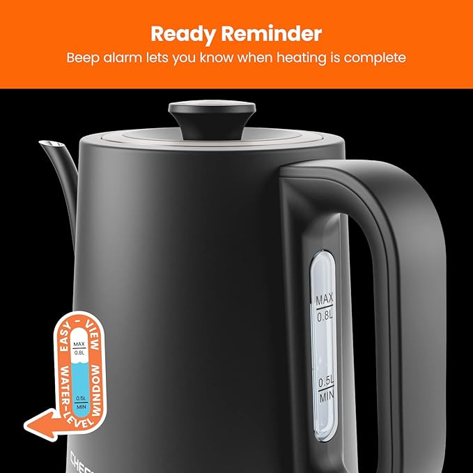 Chefman TrueTemp Precision Control Gooseneck Kettle, Internal Custom Temperature Control and 6 One-Touch Presets, Boil-Dry Protection Auto Shut-Off for Safety, For Pour Over Coffee and Tea, Black image 5