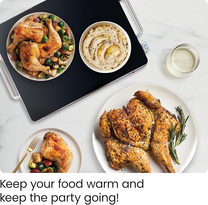 Chefman Compact Glasstop Warming Tray with Adjustable Temperature Control Perfect for Buffets, Restaurants, Parties, Events, Home Dinners and Travel, Mini 15x12 Inch Surface, Keeps Food Hot, Black image 2