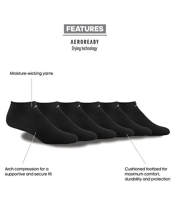 Men's Cushioned Athletic 6-Pack No Show Socks image 4