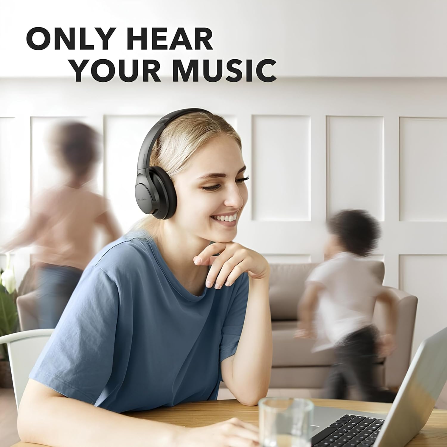 Soundcore Anker Life Q20 Hybrid Active Noise Cancelling Headphones, Wireless Over Ear Bluetooth Headphones, 70H Playtime, Hi-Res Audio, Deep Bass, Memory Foam Ear Cups, Travel, Office, USB-C Charging image 3
