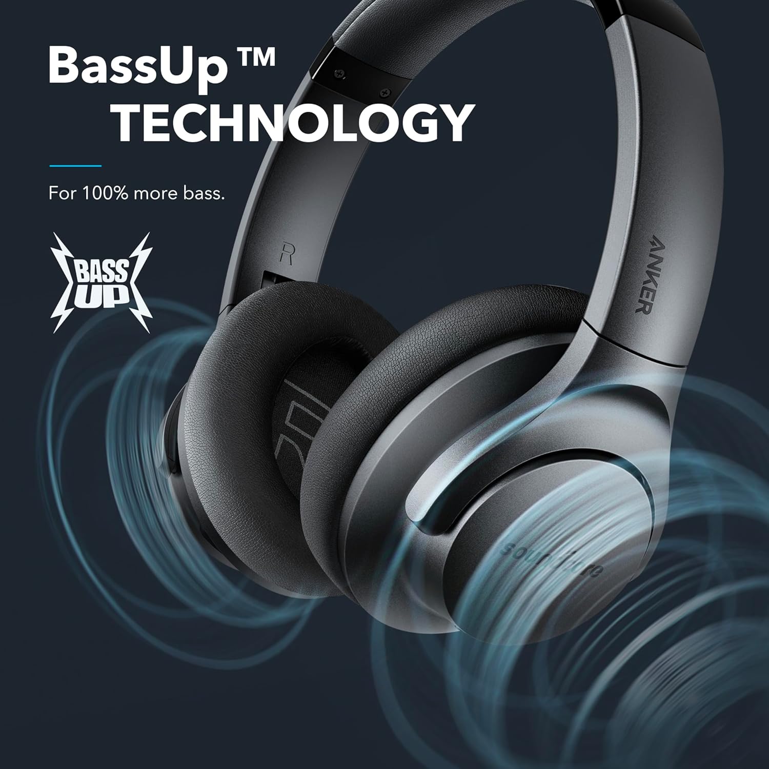 Soundcore Anker Life Q20 Hybrid Active Noise Cancelling Headphones, Wireless Over Ear Bluetooth Headphones, 70H Playtime, Hi-Res Audio, Deep Bass, Memory Foam Ear Cups, Travel, Office, USB-C Charging image 6