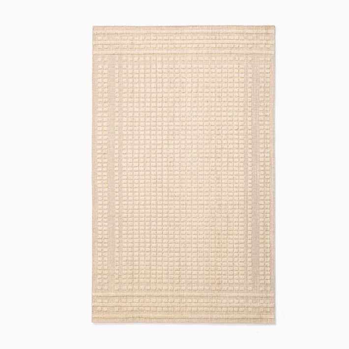 Loomed Grid Wool Rug image 1