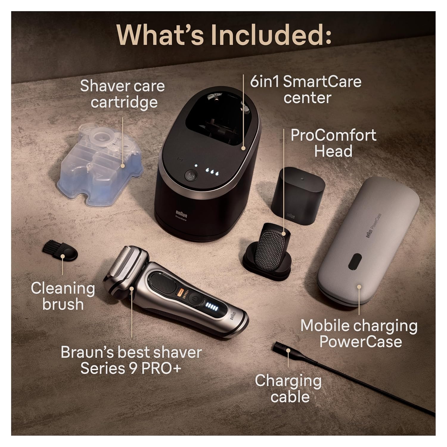 Braun Series 9 PRO+ Electric Shaver, Shaving Kit with 5 Pro Shave Elements and ProComfort Head, SmartCare Center image 2