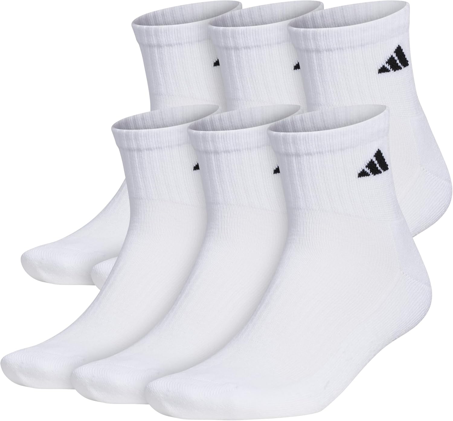 adidas Men's Socks, Athletic Cushioned Quarter 6-Pack, Ankle Fit with Arch Support image 1