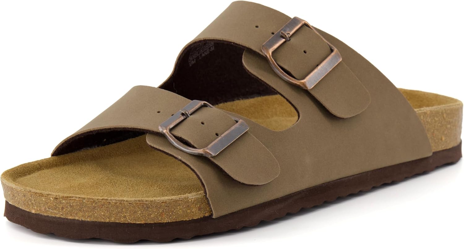 CUSHIONAIRE Lane Cork Footbed Mens Sandals, Adjustable Buckle Comfort Slides for Men, Genuine Leather Insole Summer Sandals Men Footwear image 6