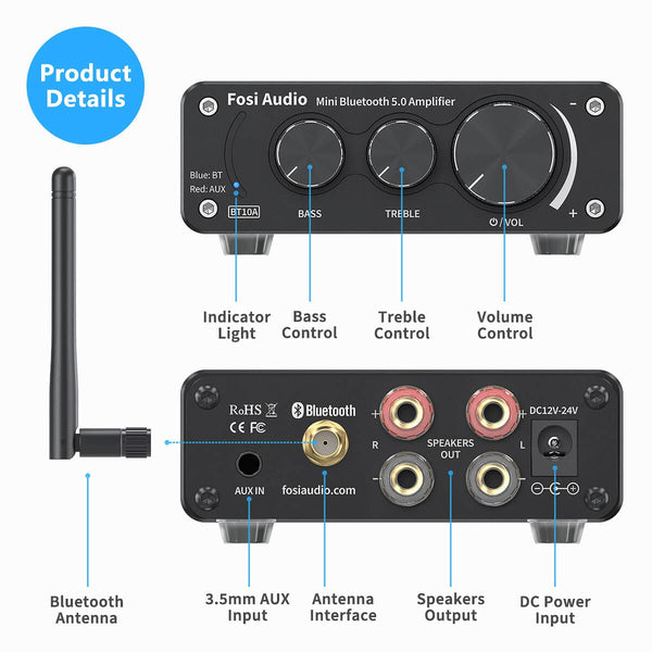 Fosi Audio BT10A Bluetooth Amplifier image 3