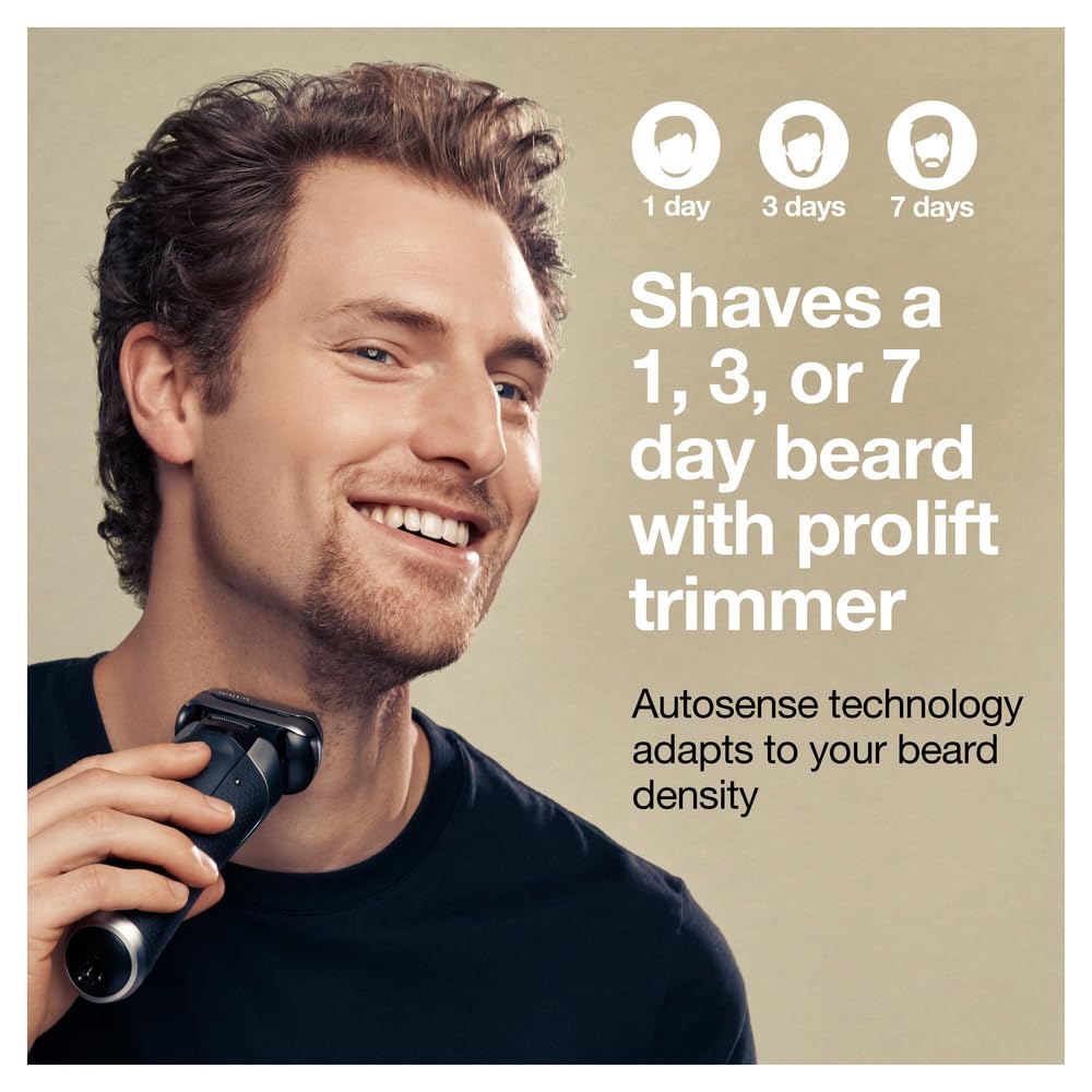 Braun Electric Razor for Men, Waterproof Foil Shaver, Series 9 Pro 9477cc, Wet & Dry Shave, with Portable Charging Case, ProLift Beard Trimmer, 5-in-1 Cleaning & Charging SmartCare Center, Silver image 7