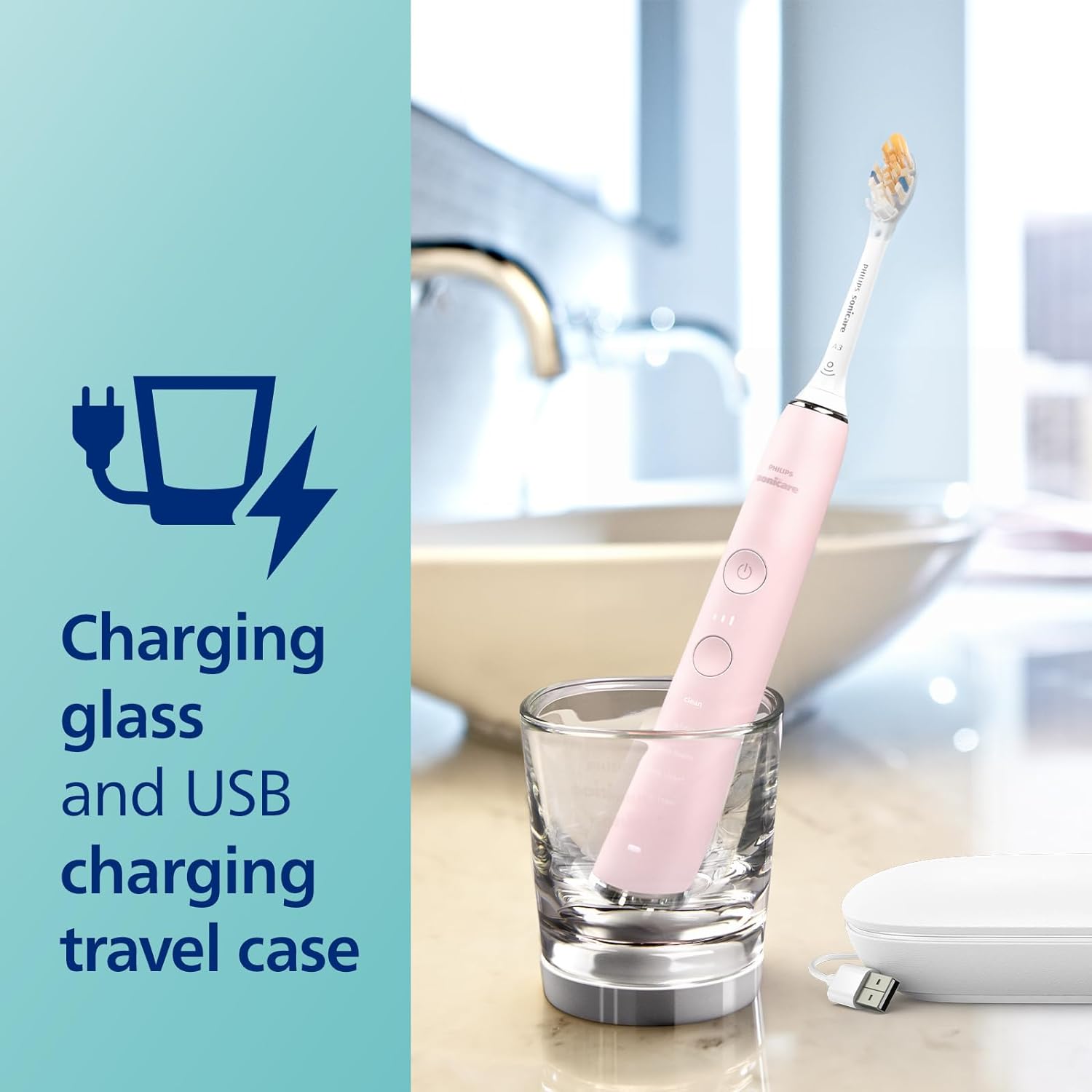 Philips Sonicare DiamondClean Smart 9500 Electric Toothbrush, Sonic Toothbrush with App, Pressure Sensor, Brush Head Detection, 5 Brushing Modes and 3 Intensity Levels, Pink, Model HX9923/21 image 7