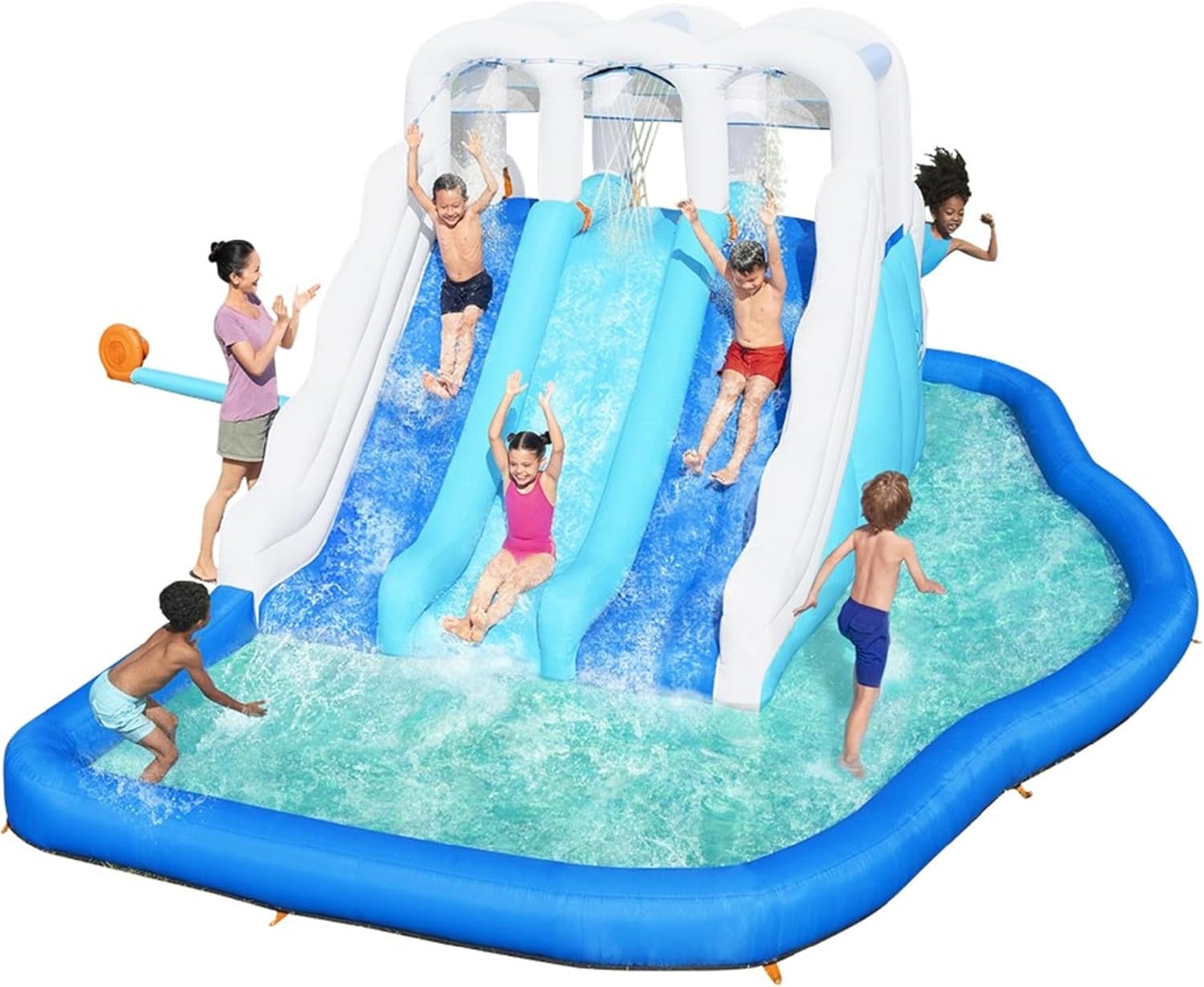 Bestway H2OGO! Tidal Trifecta Kids Inflatable Water Park | Inflatable Triple Slide and Splash Pool | Great for Kids Ages 5 and Up image 1