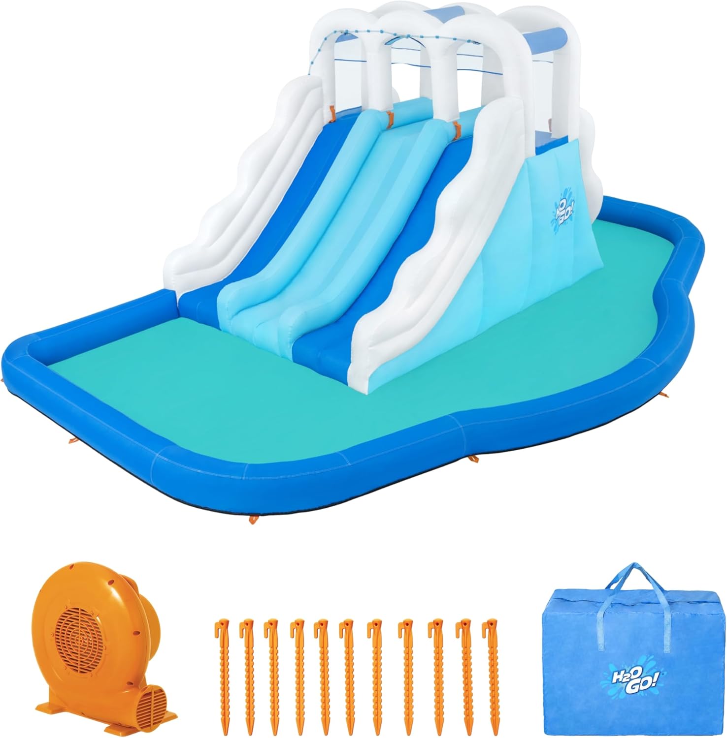 Bestway H2OGO! Tidal Trifecta Kids Inflatable Water Park | Inflatable Triple Slide and Splash Pool | Great for Kids Ages 5 and Up image 8