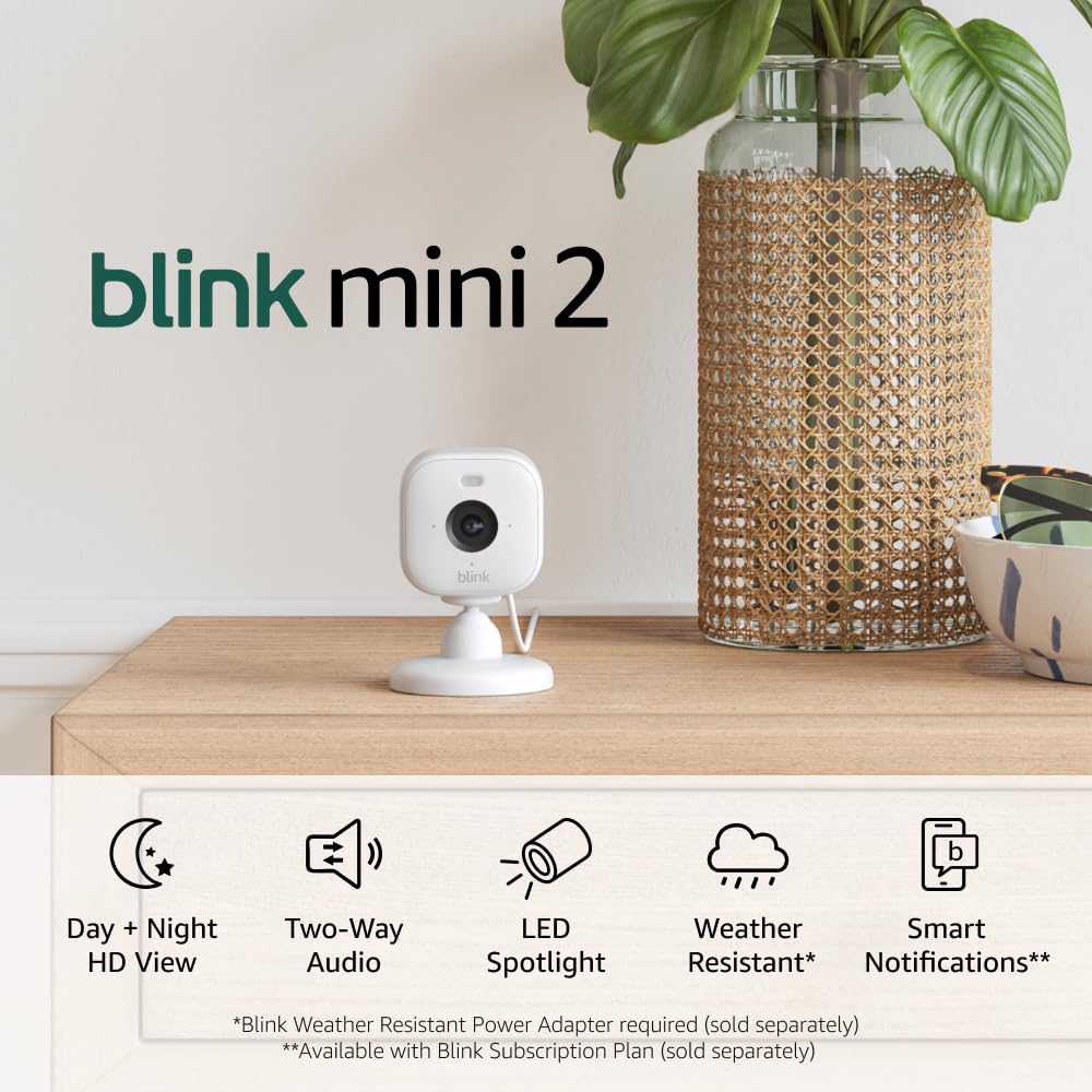 Blink Mini 2 (Newest Model) — Home Security & Pet Camera(s) with HD video, color night view, motion detection, two-way audio, and built-in spotlight — 1 camera (White) image 2