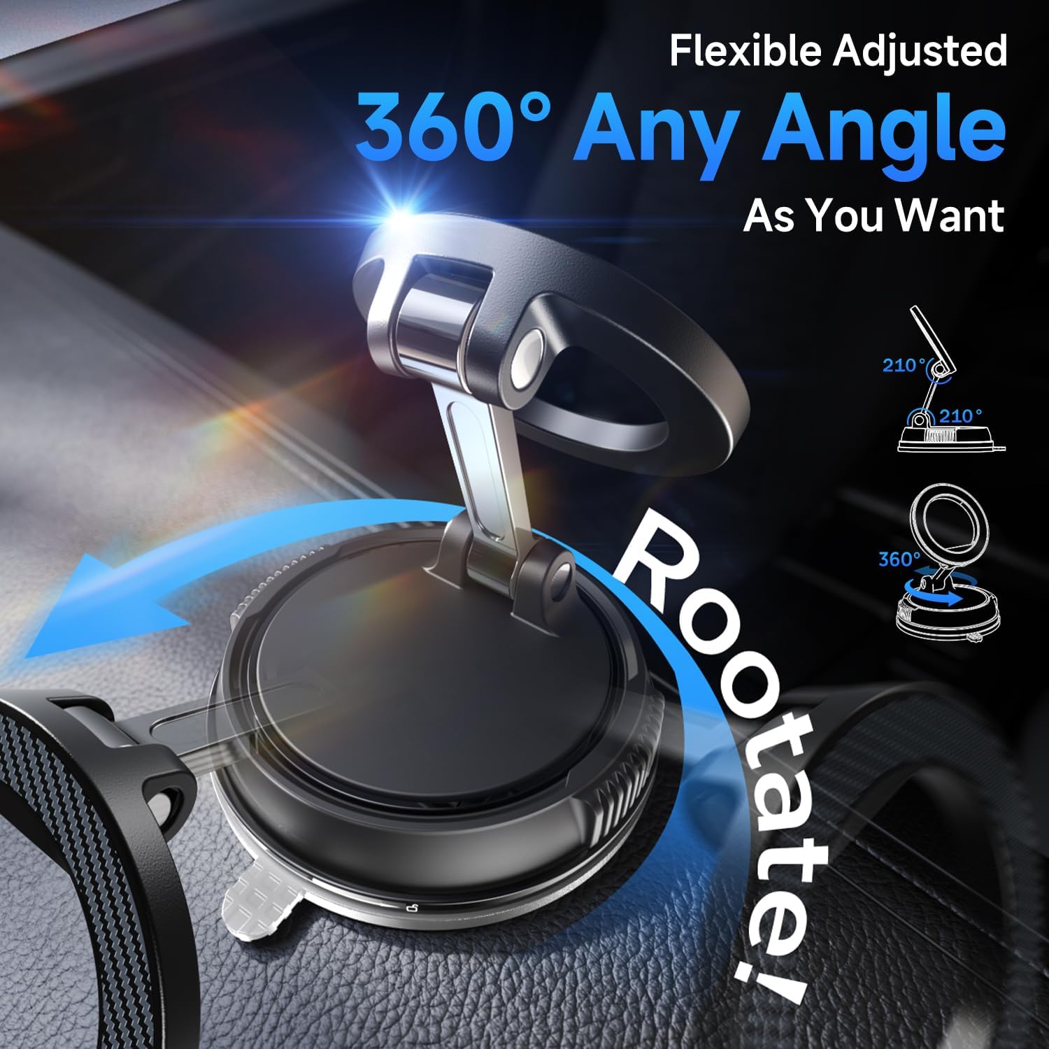 Car Phone Holder for Magsafe [78+LBS Strongest Suction & 2400gf Strongest Magnetic] 360° Adjustable Car Phone Mount, Phone Holders for Your Car for iPhone 16 Pro Max 15 14 13 12 Plus (Carbon Fiber) image 4