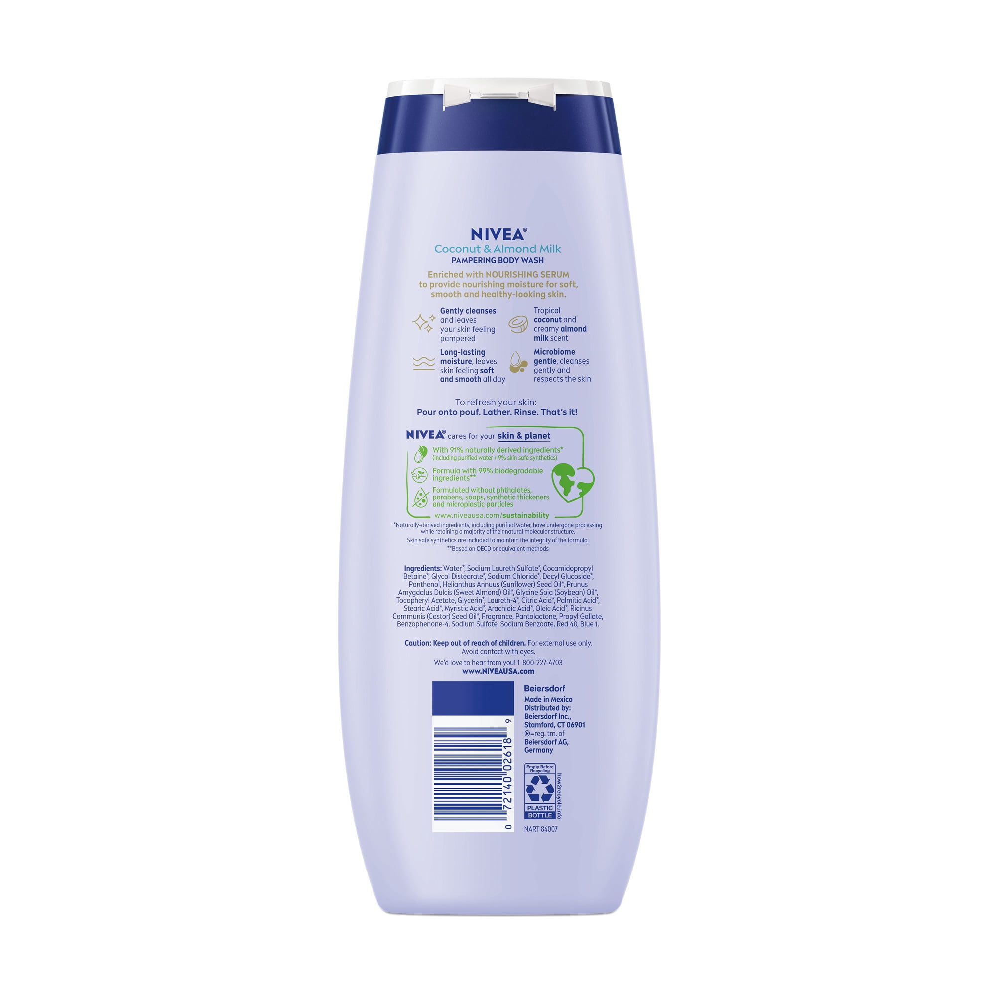 NIVEA Pampering Body Wash for Women, Coconut and Almond Milk, Nourishing Serum, 20 fl oz image 13