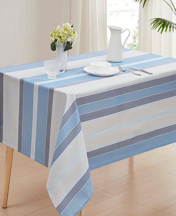 Breakers Stripe Water-Resistant Indoor and Outdoor Tablecloth, 60" x 102" Rectangle image 3